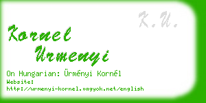 kornel urmenyi business card