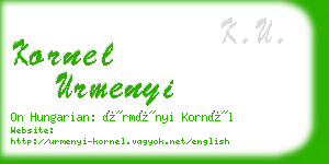 kornel urmenyi business card